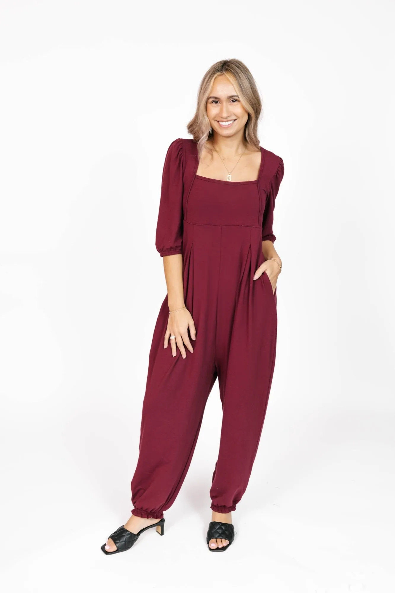 Payton Romper in Bold Burgundy