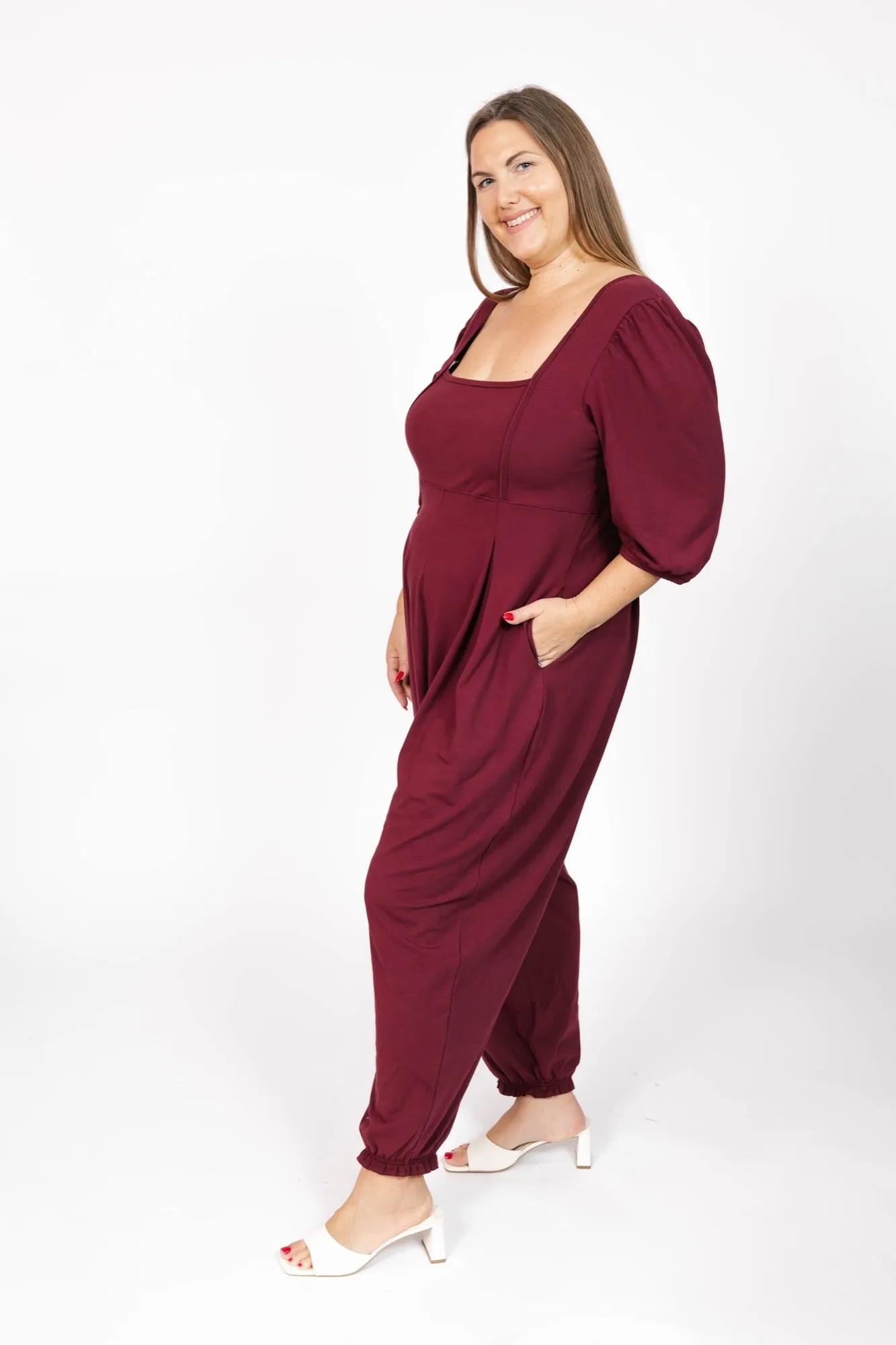 Payton Romper in Bold Burgundy