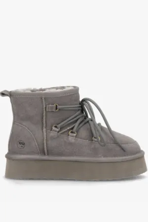 Phenumb - Teddy bear boots - Sued warm gray dark - Dumble XL lace