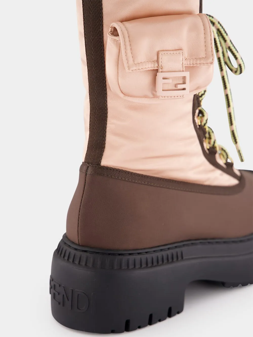 Pink Lace-Up Biker Boots