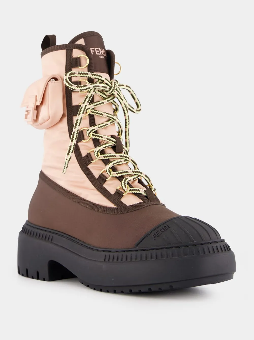 Pink Lace-Up Biker Boots