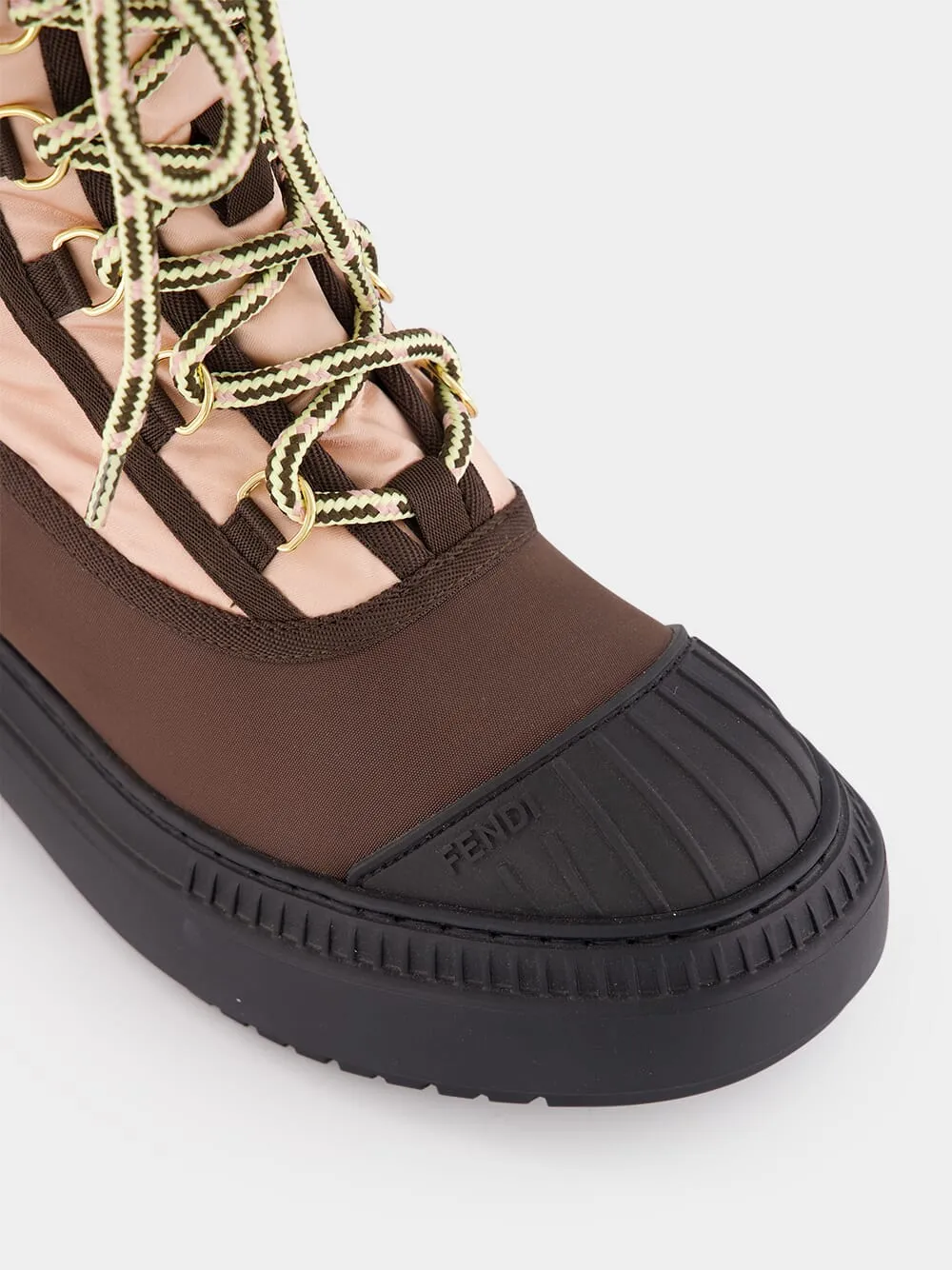 Pink Lace-Up Biker Boots