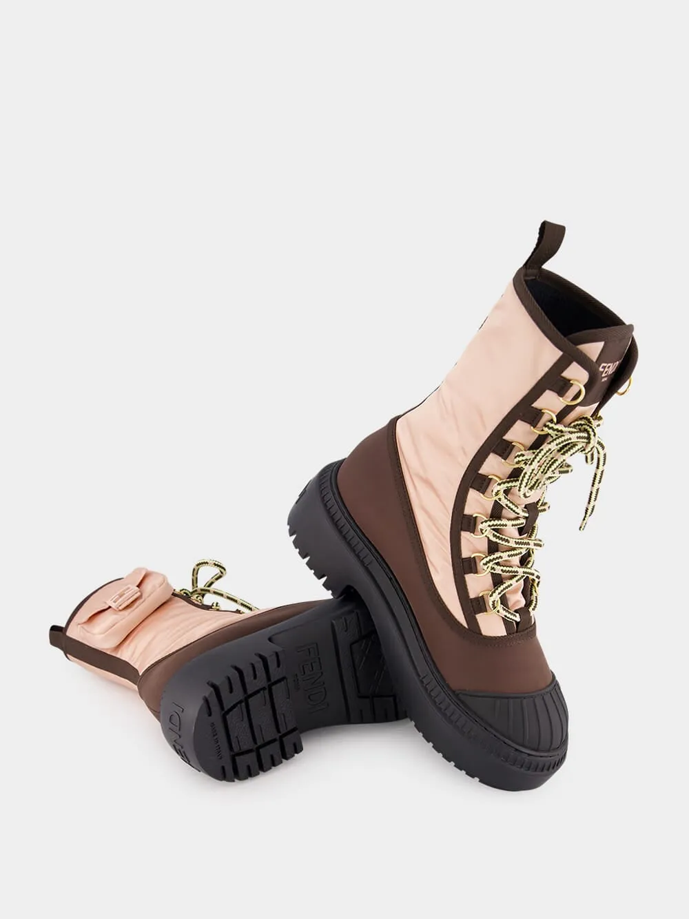 Pink Lace-Up Biker Boots