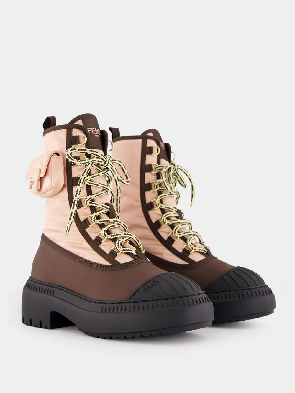 Pink Lace-Up Biker Boots