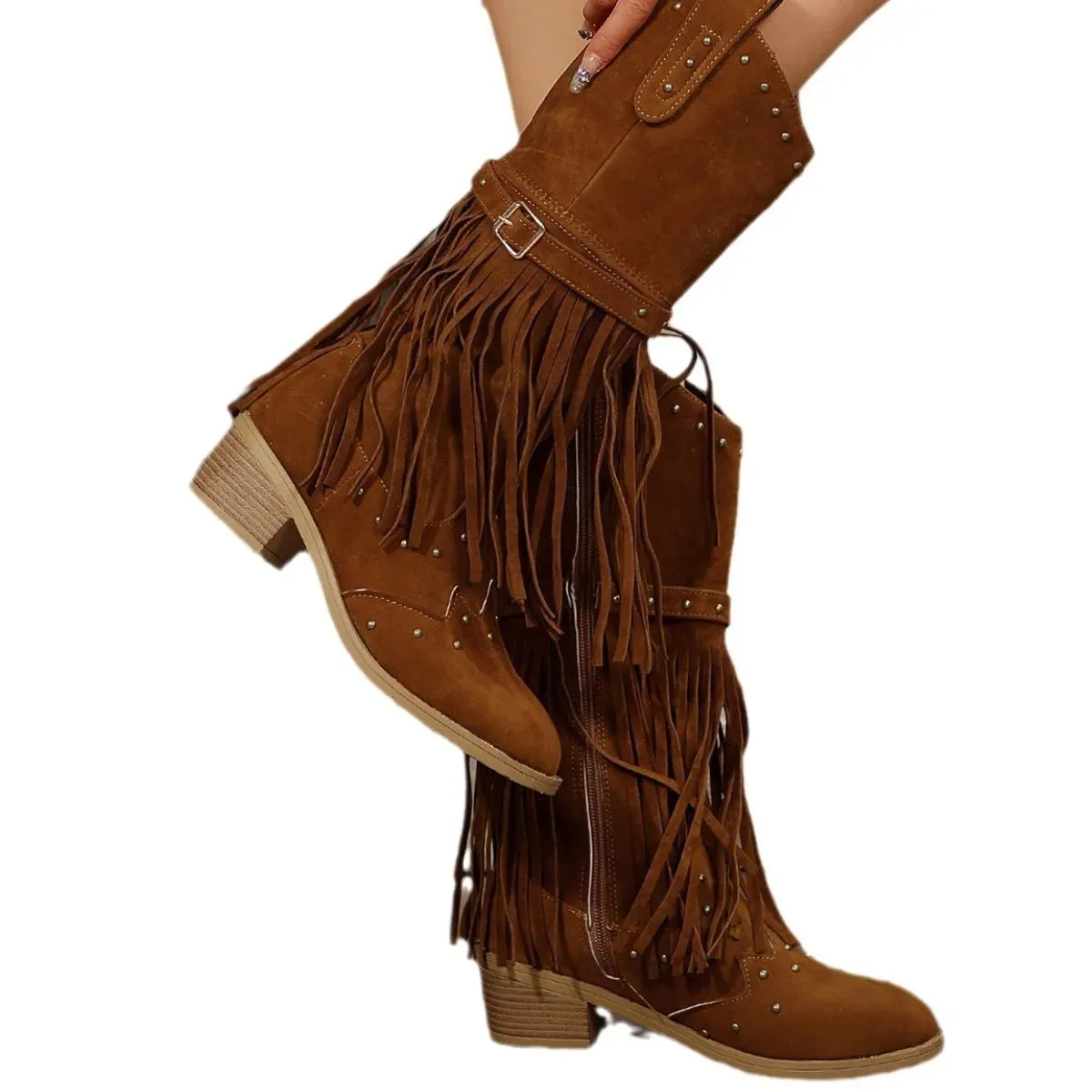 Point Toe Block Heels Boots