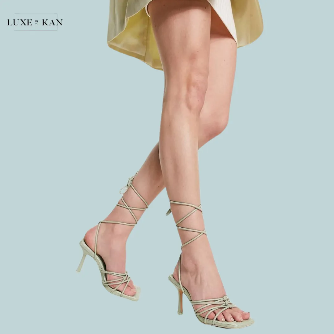 Public Desire Keri strappy mid heeled sandals in mint green