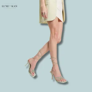 Public Desire Keri strappy mid heeled sandals in mint green