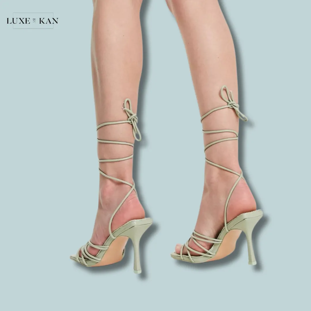 Public Desire Keri strappy mid heeled sandals in mint green