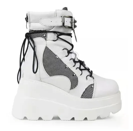 Punk Pink Black White Platform Boots