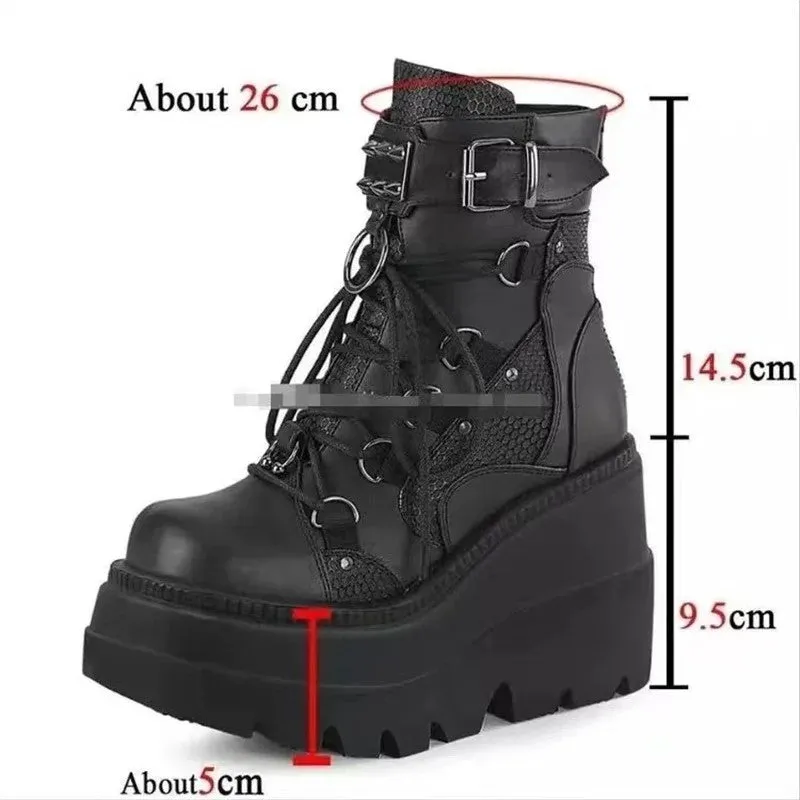 Punk Pink Black White Platform Boots
