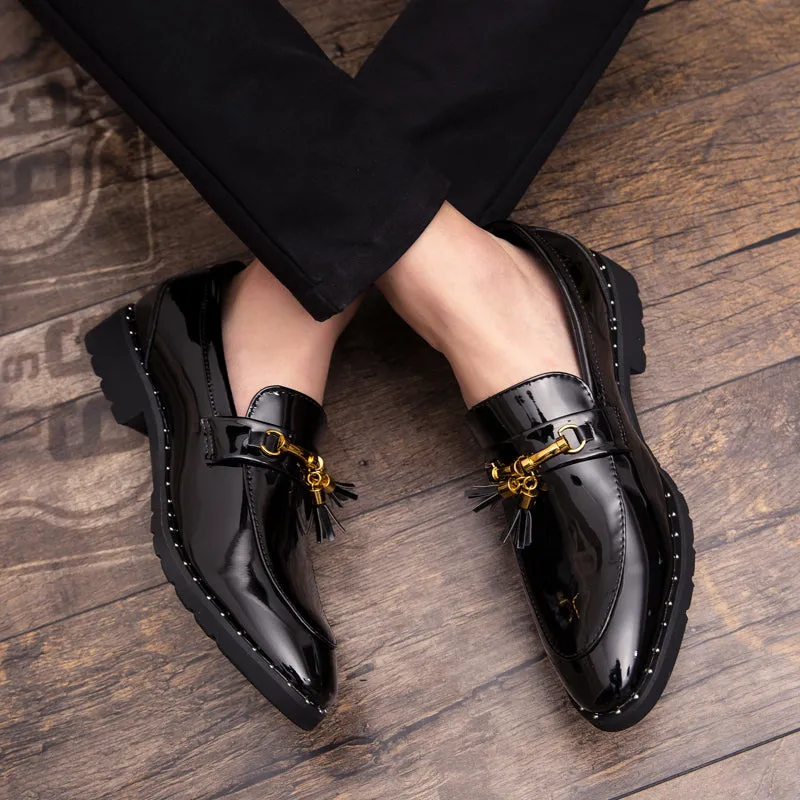 Red Tassel Moccasin Leather Casual Men Shoes