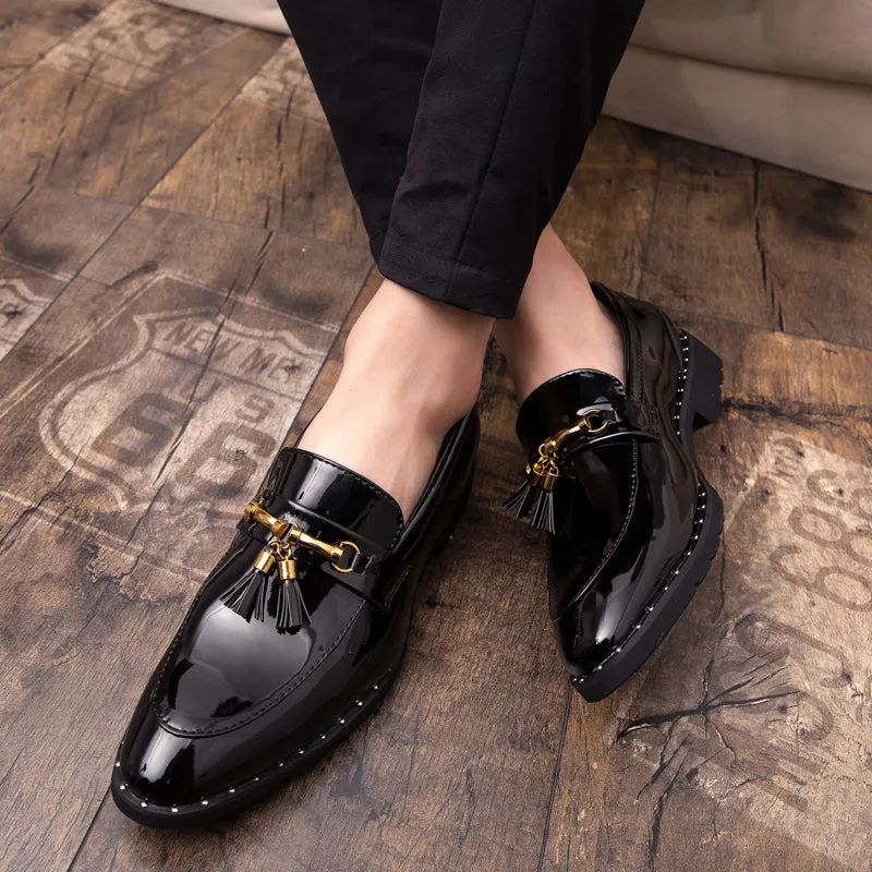 Red Tassel Moccasin Leather Casual Men Shoes