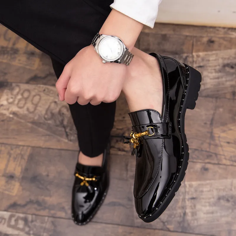 Red Tassel Moccasin Leather Casual Men Shoes
