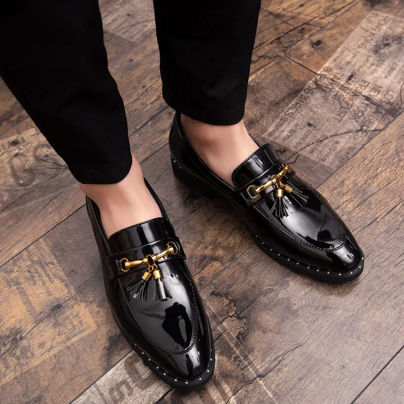 Red Tassel Moccasin Leather Casual Men Shoes
