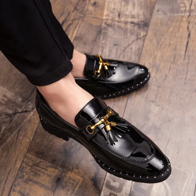 Red Tassel Moccasin Leather Casual Men Shoes
