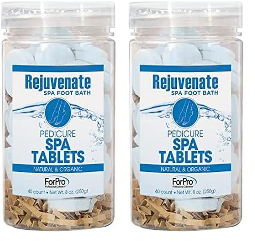 Rejuvenate Spa Foot Bath Pedicure Spa Tablets, Organic Foot Soak Tablets for Softening Skin & Replenishing Moisture, Ocean Breeze, 40-Count