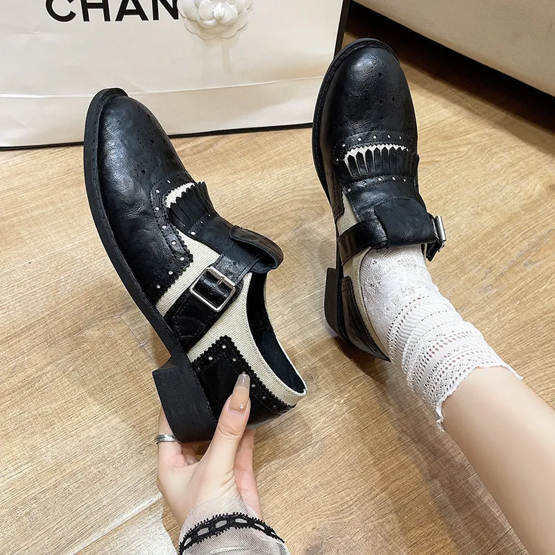 Round Toe Block Heels Loafers