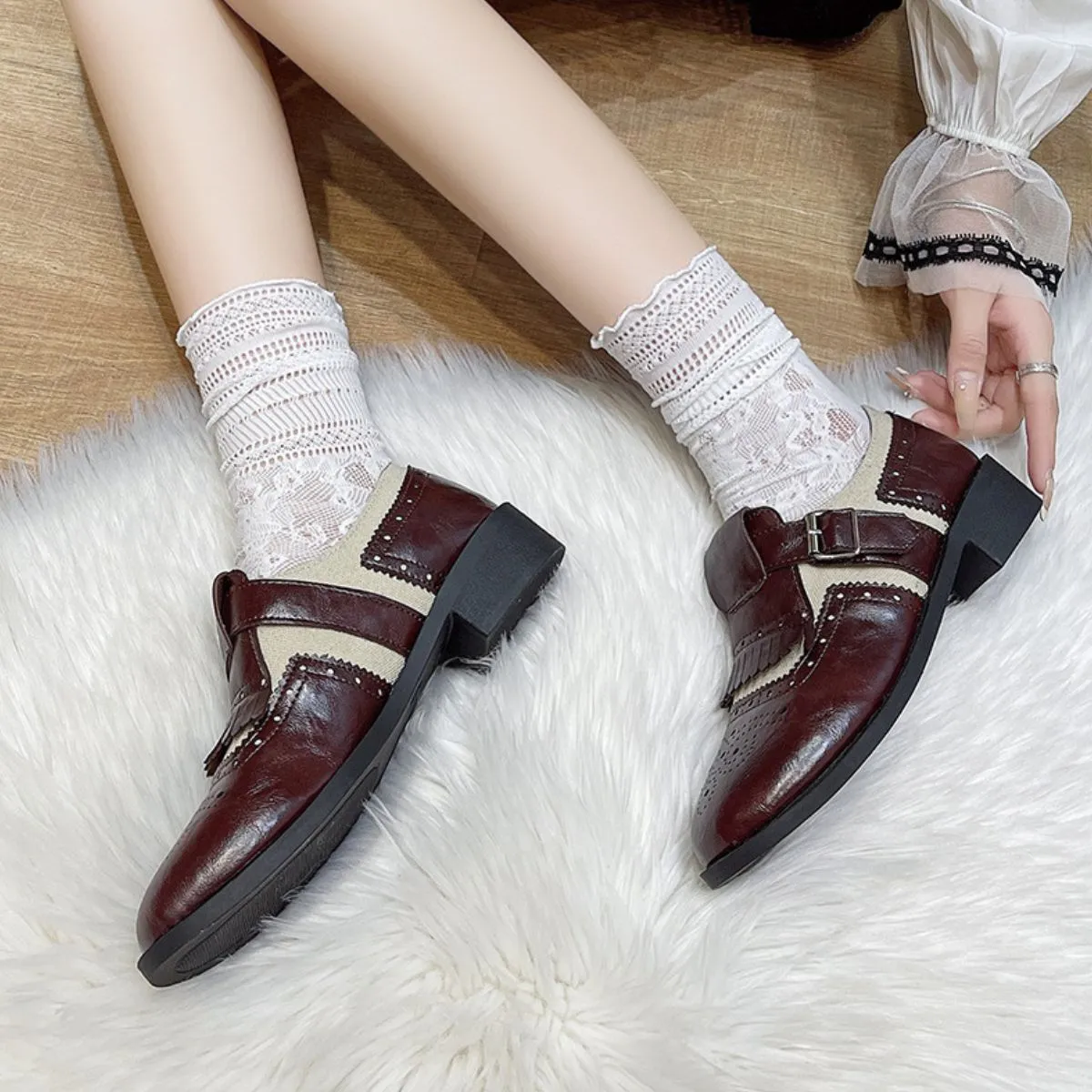 Round Toe Block Heels Loafers