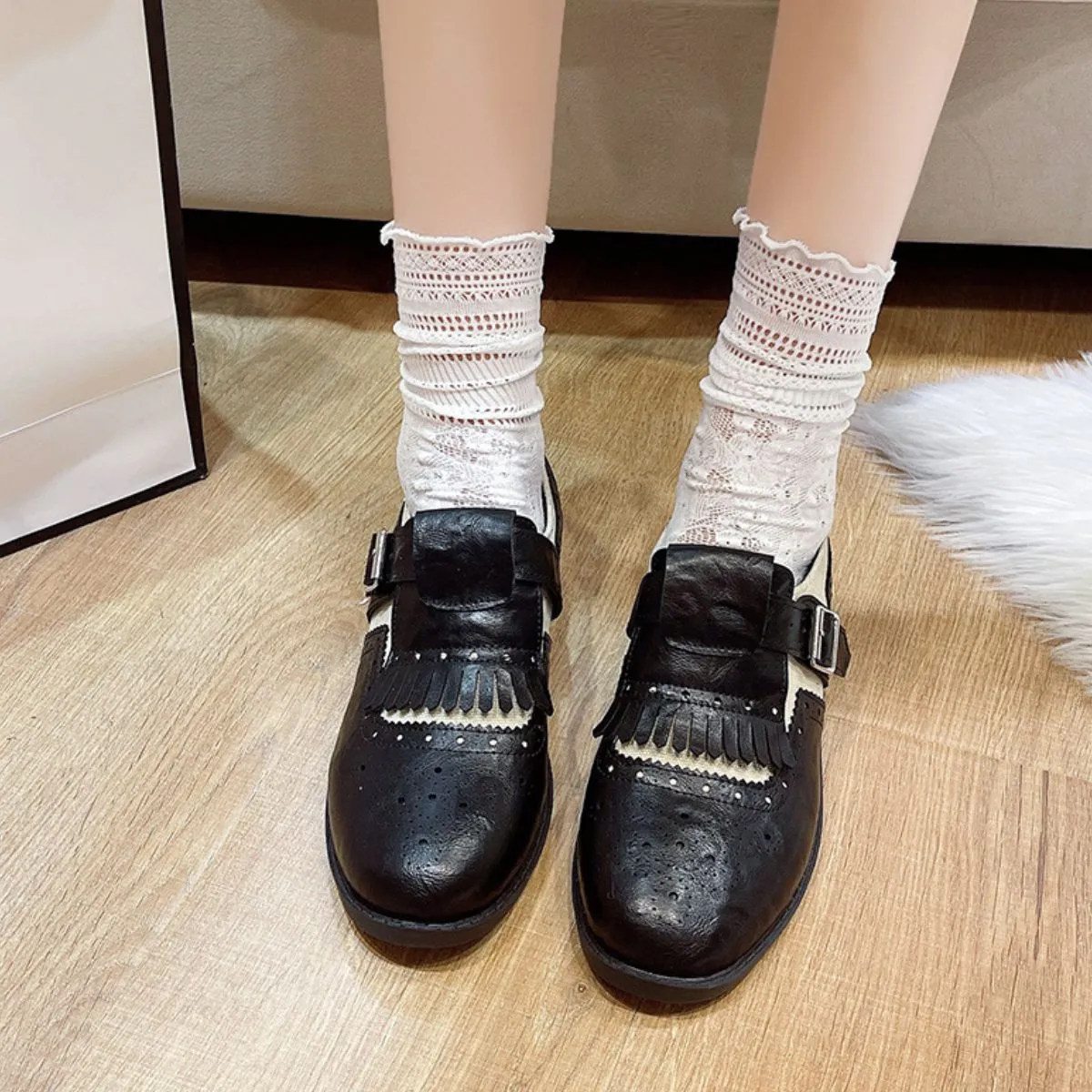 Round Toe Block Heels Loafers
