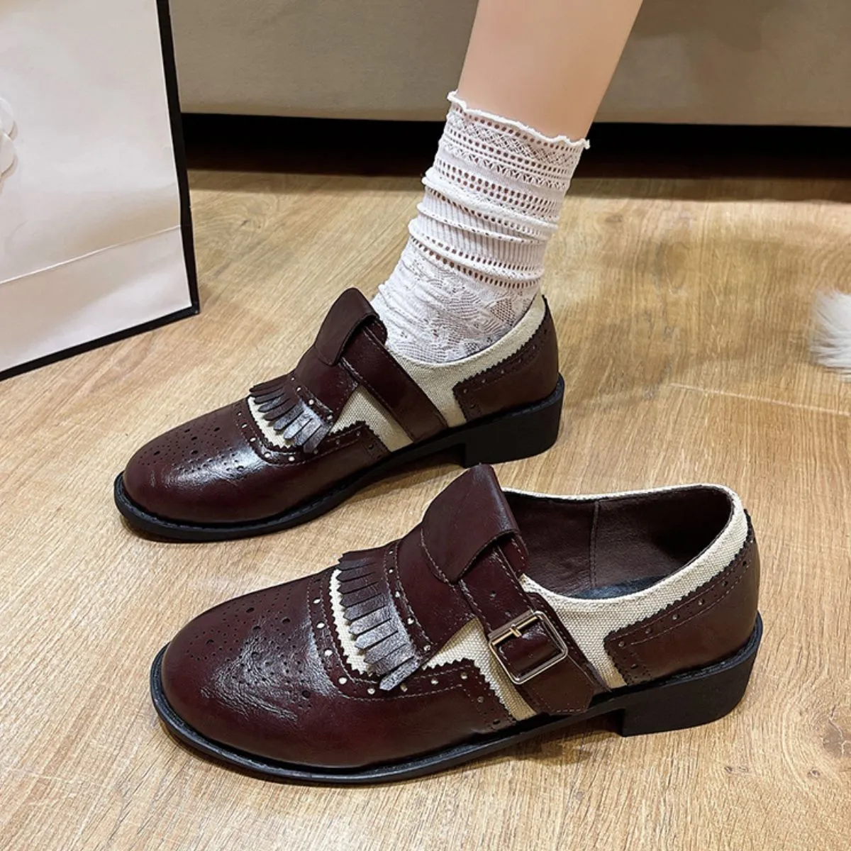 Round Toe Block Heels Loafers