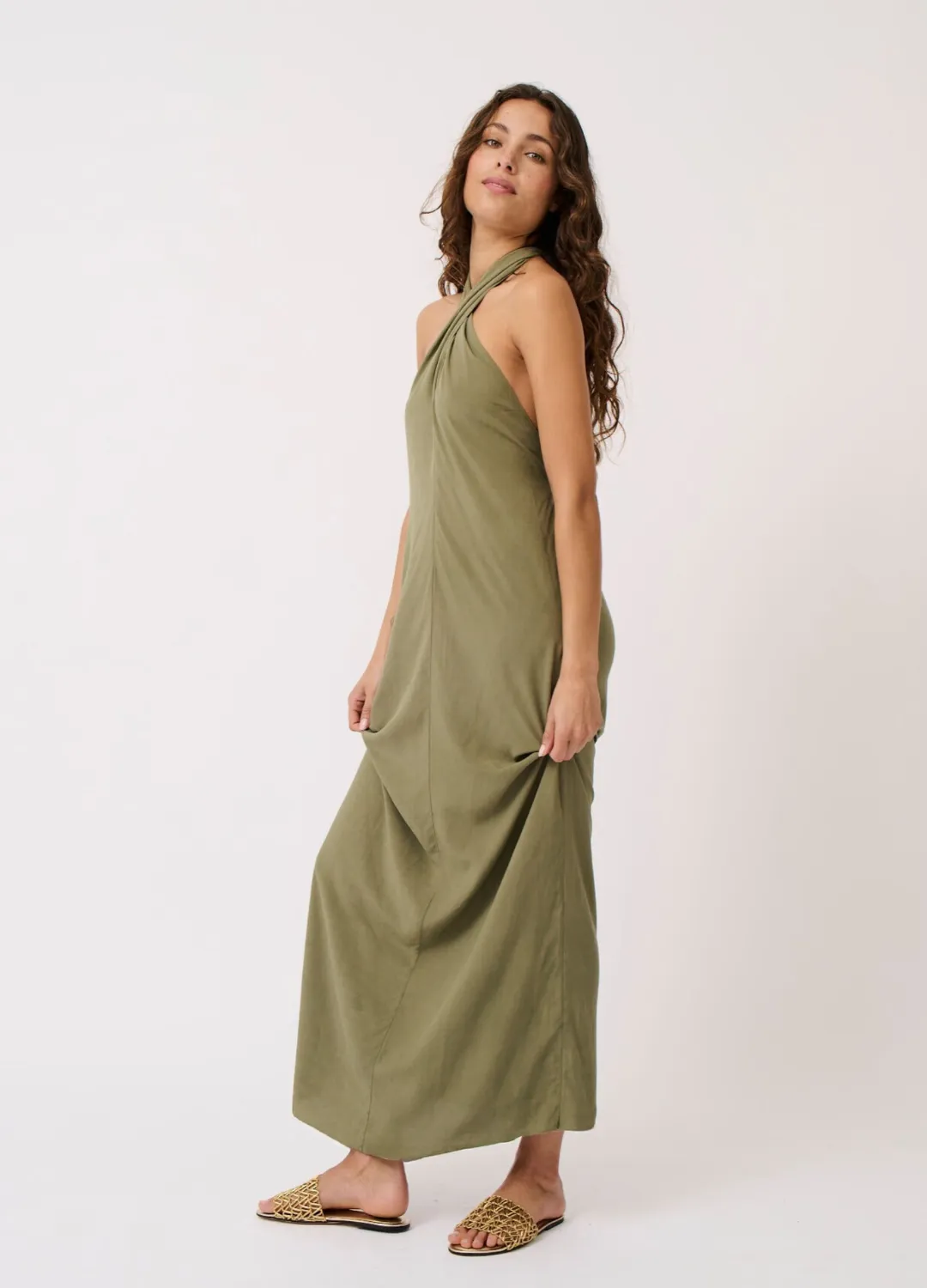Sabrina Halter Dress - Palm