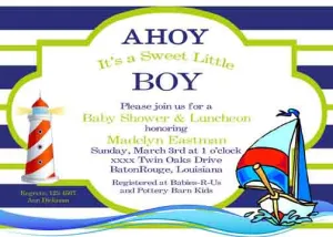 SAILBOAT BOLD STRIPES CUSTOM INVITATION