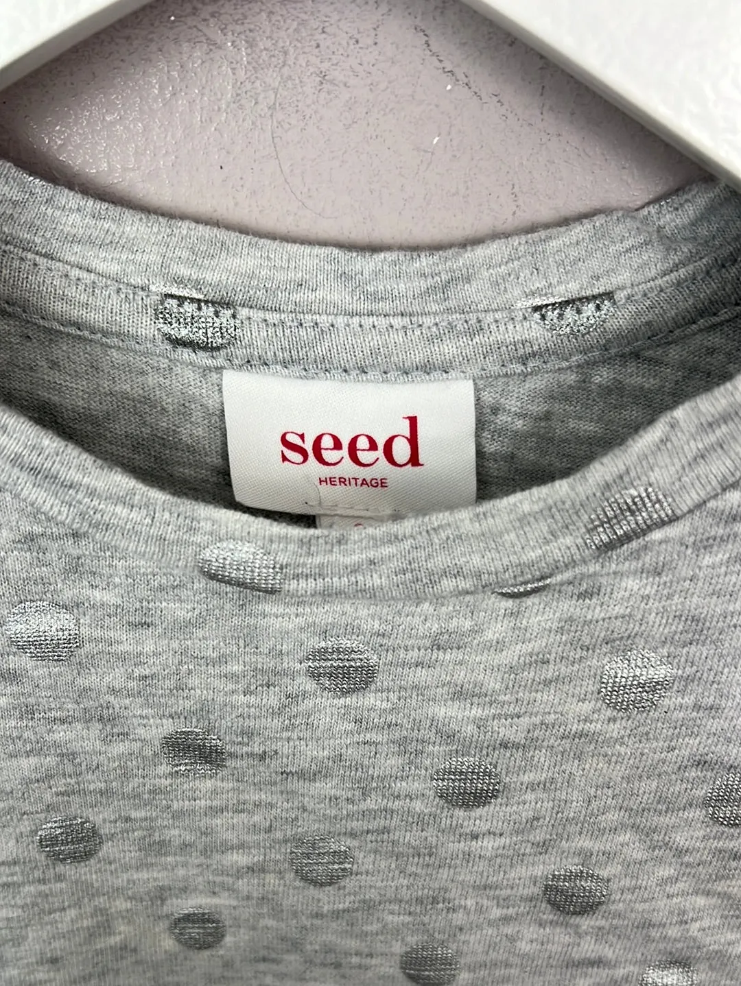 Seed Grey spot jersey dress 2y