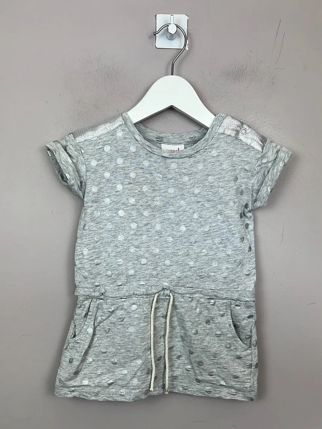 Seed Grey spot jersey dress 2y