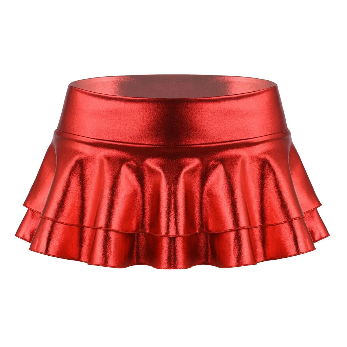 Shiny Metallic Pleated Mini Skirt
