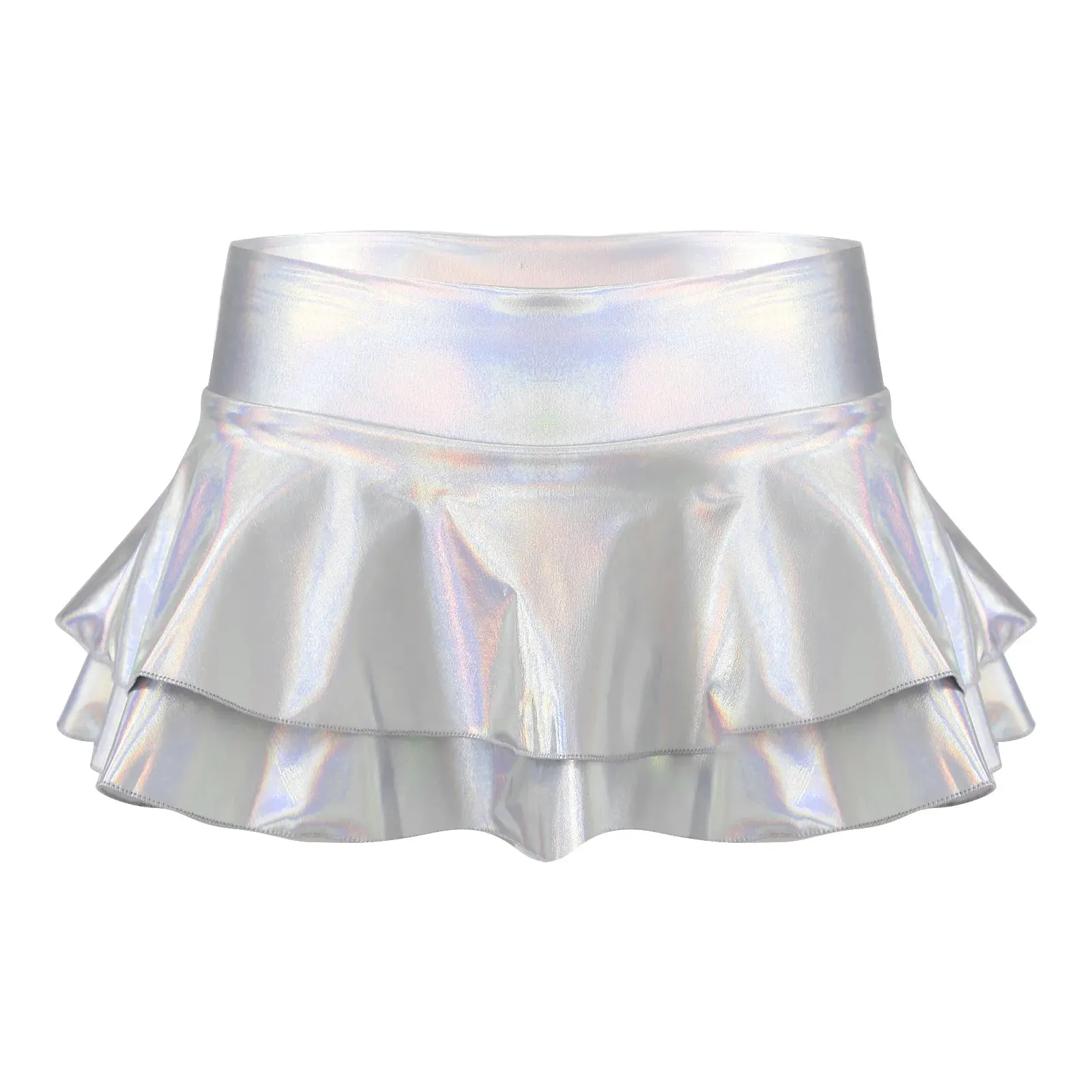 Shiny Metallic Pleated Mini Skirt