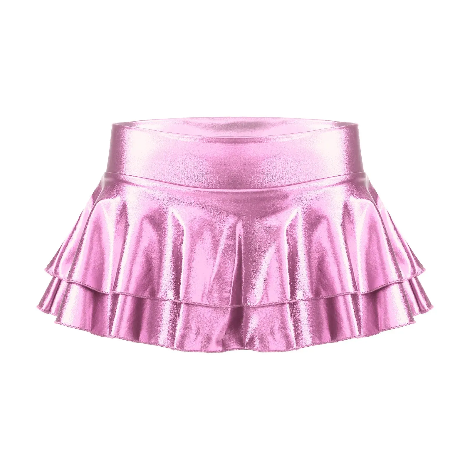 Shiny Metallic Pleated Mini Skirt