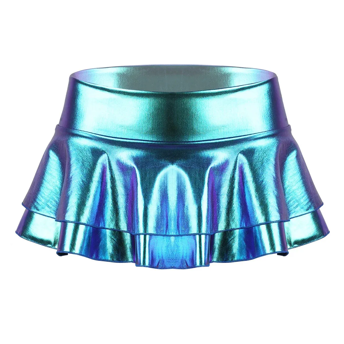 Shiny Metallic Pleated Mini Skirt