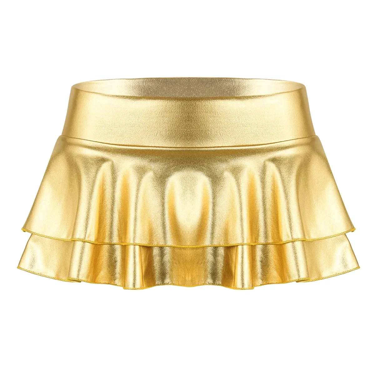 Shiny Metallic Pleated Mini Skirt