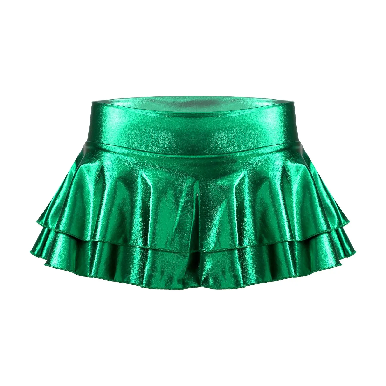 Shiny Metallic Pleated Mini Skirt