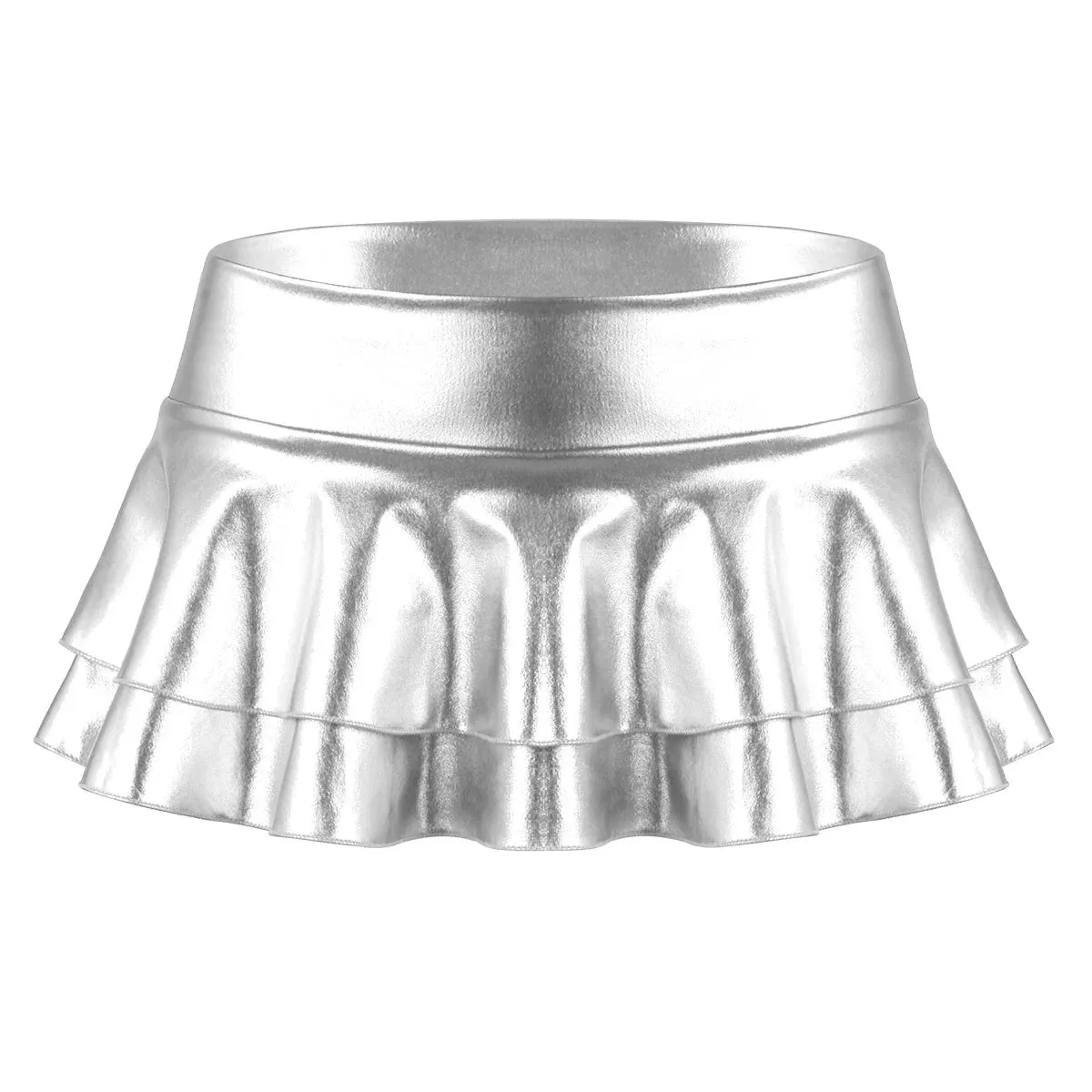 Shiny Metallic Pleated Mini Skirt