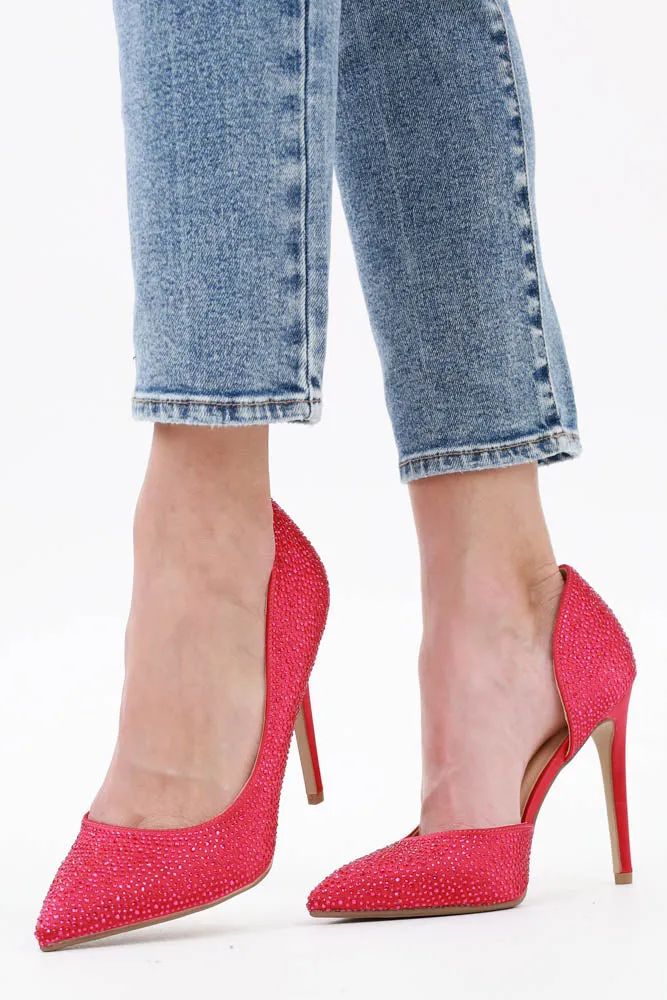 Showstopper Rhinestone Stilettos -Pink