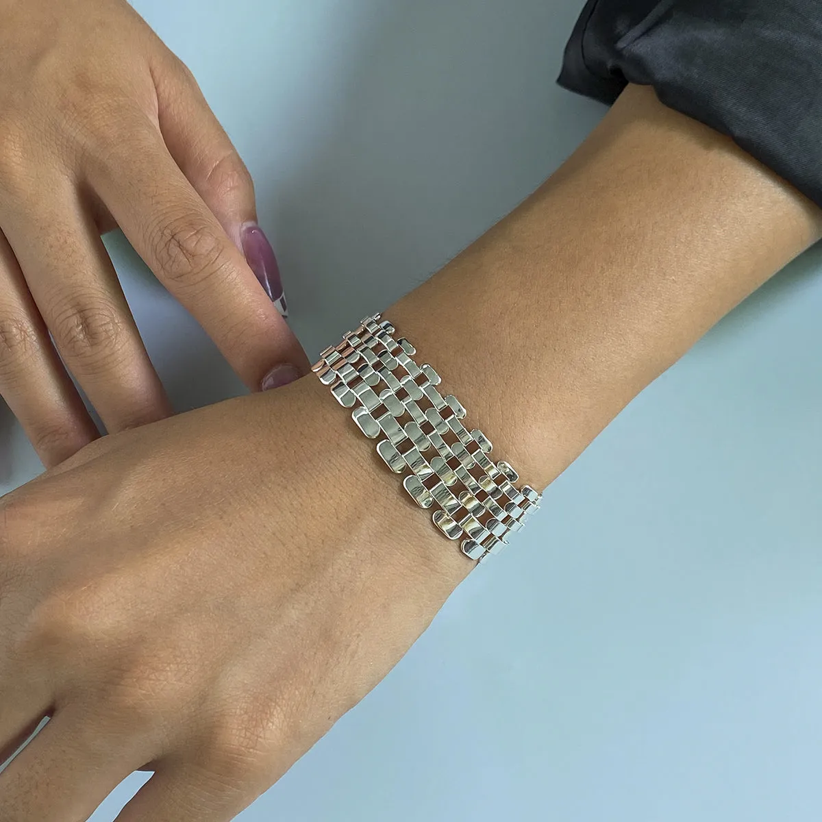 Silver-Plated Panther-Chain Bracelet