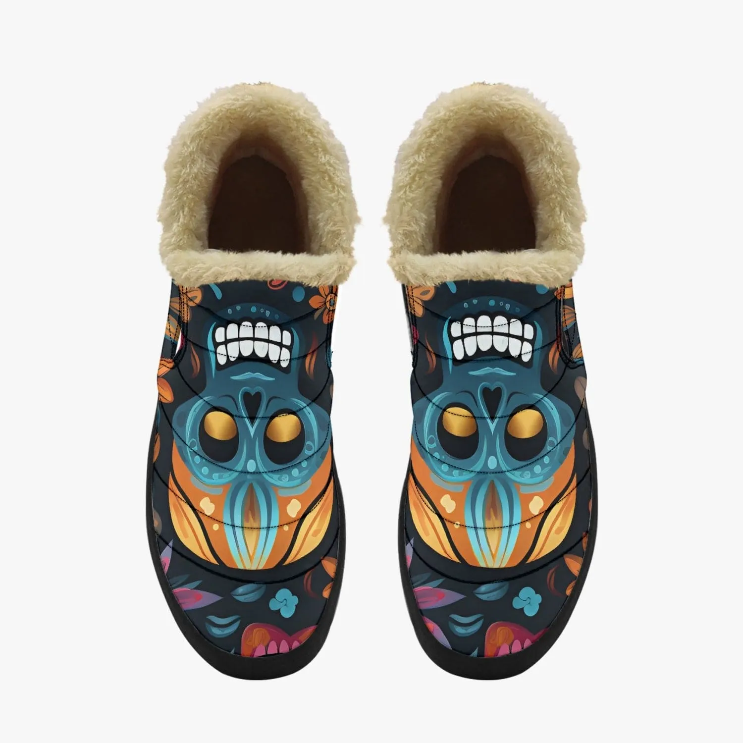 Skull Blue Colorful Casual Cotton-pad Fur Shoes