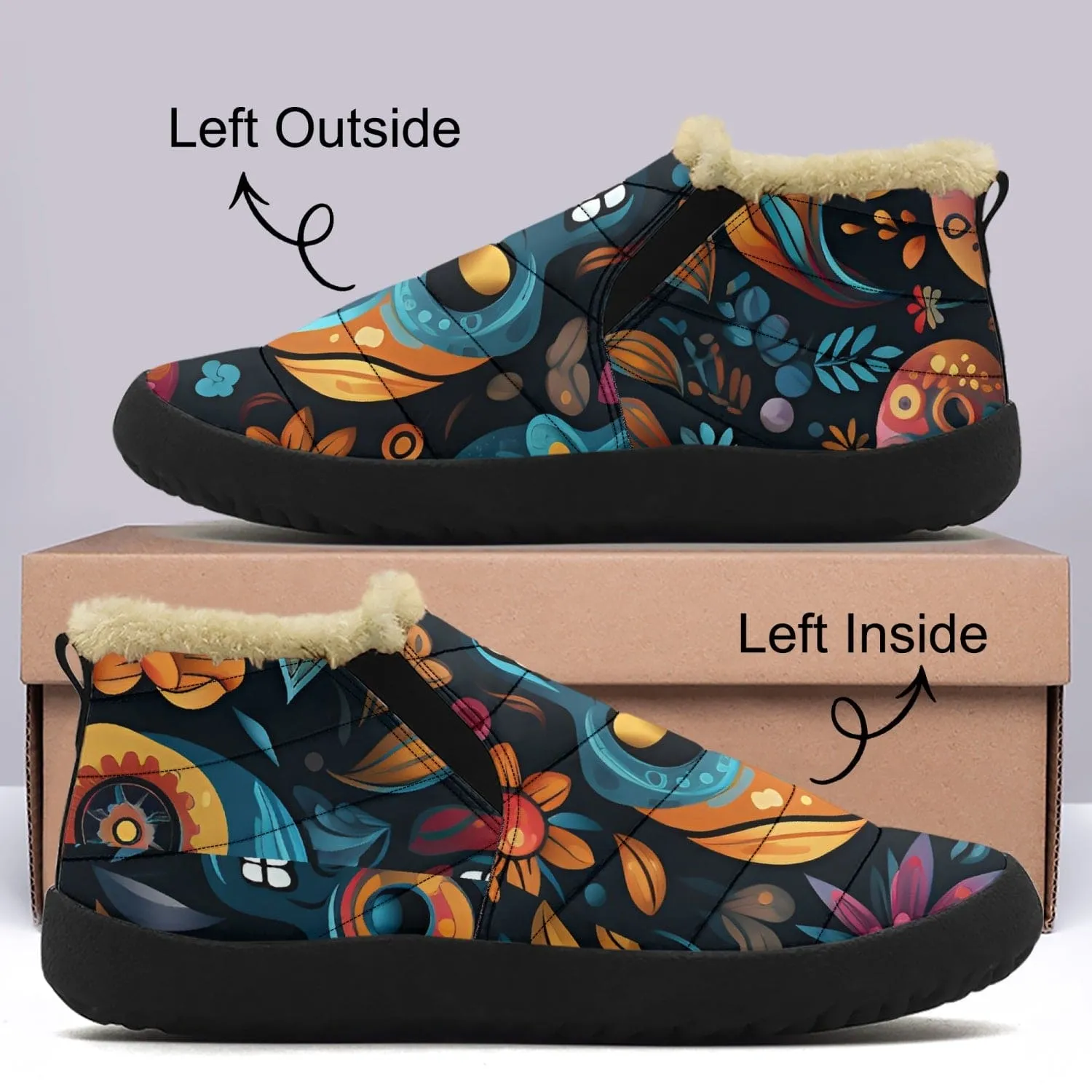 Skull Blue Colorful Casual Cotton-pad Fur Shoes