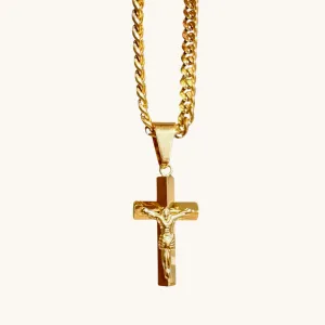 Small Gold Bold Crucifix Necklace