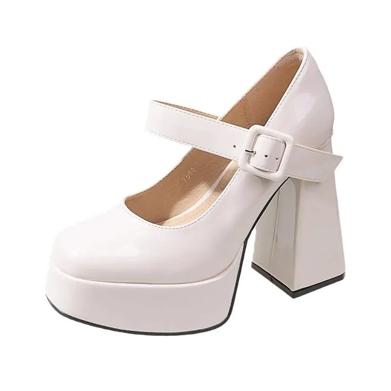 Square Toe Block Heels Pumps