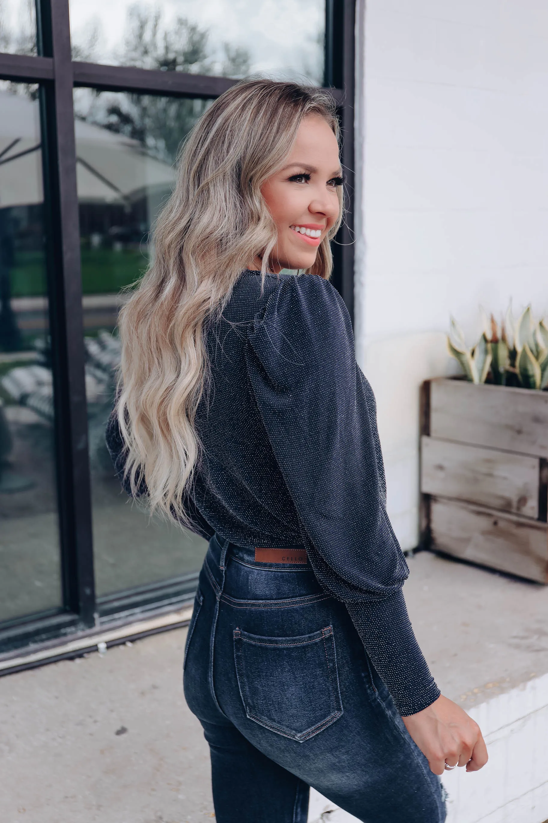 Starry Night Surplice Bodysuit - Navy