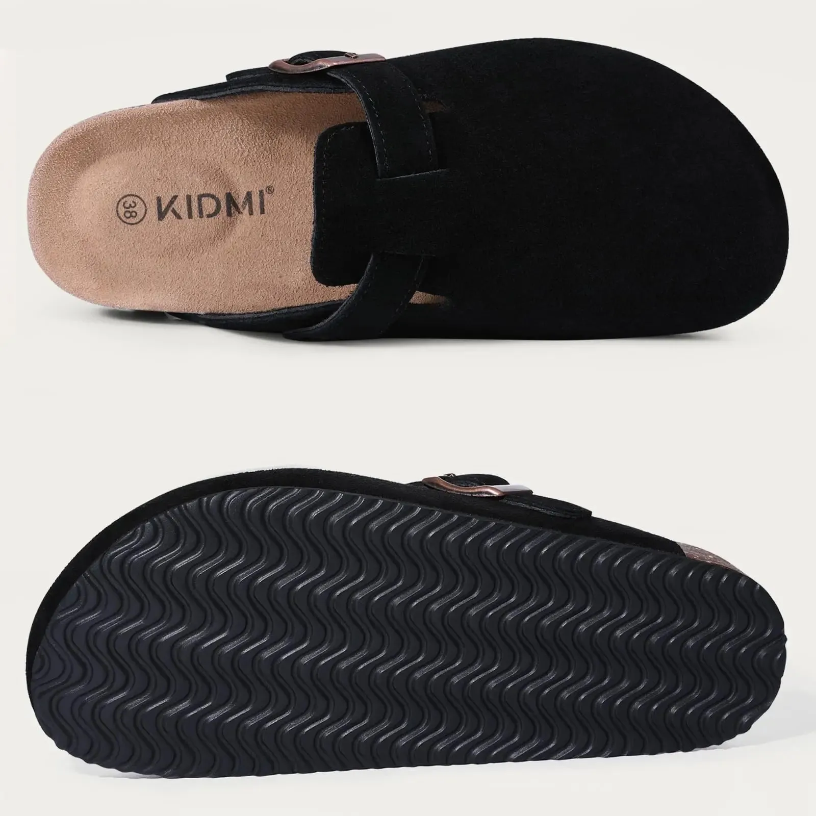 Suede Women Clogs Slippers Fashion Cork Foot bed Beach Slippers Soft Cork Nonslip Men Clogs Slippers With Arch Support