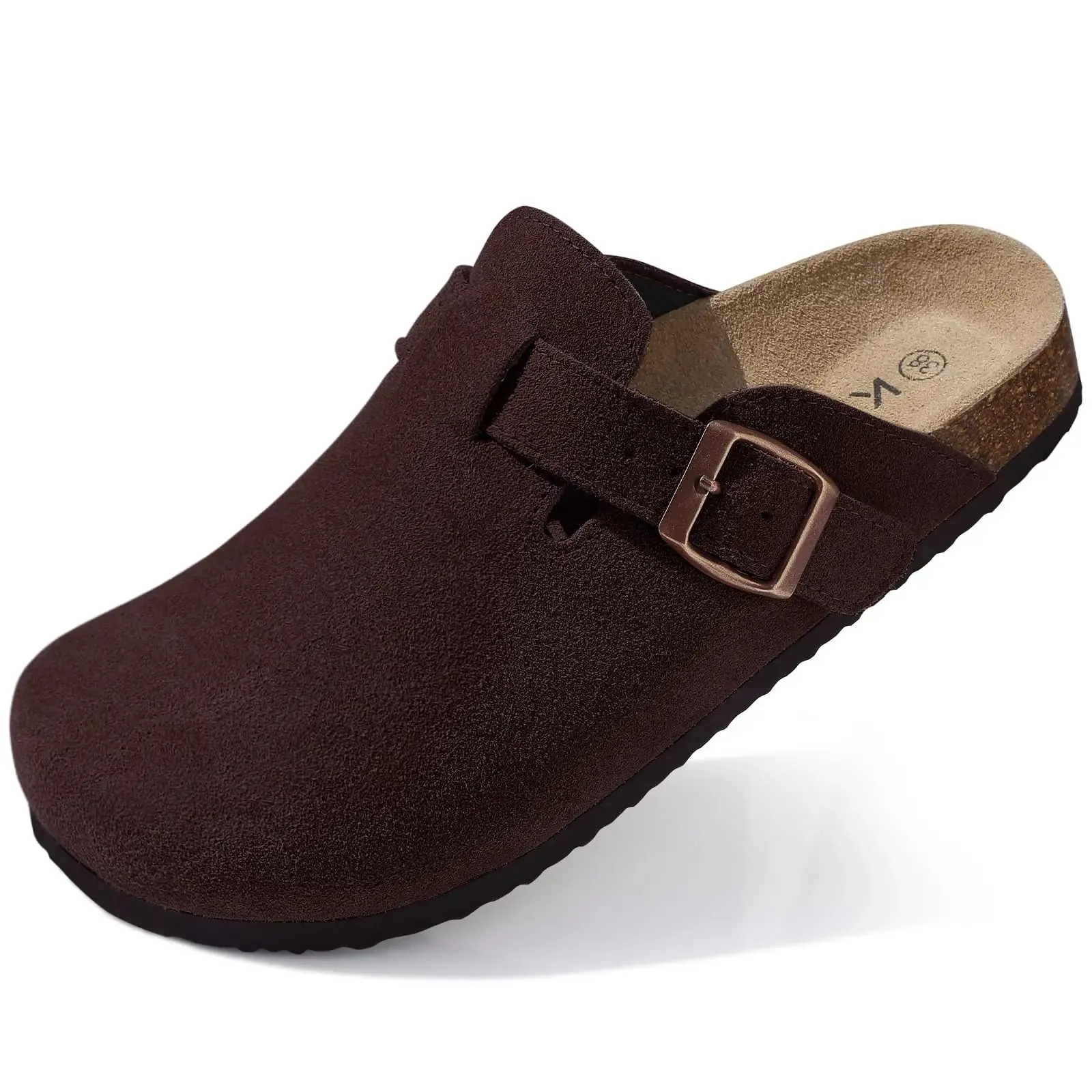 Suede Women Clogs Slippers Fashion Cork Foot bed Beach Slippers Soft Cork Nonslip Men Clogs Slippers With Arch Support