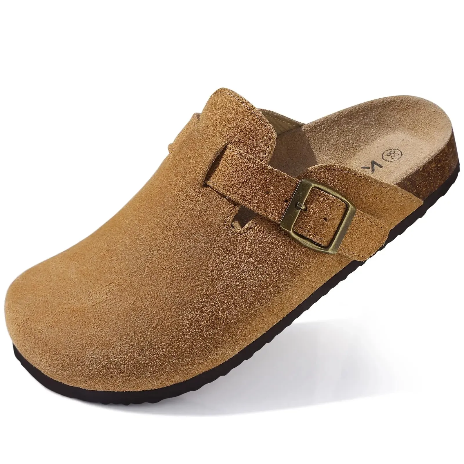 Suede Women Clogs Slippers Fashion Cork Foot bed Beach Slippers Soft Cork Nonslip Men Clogs Slippers With Arch Support