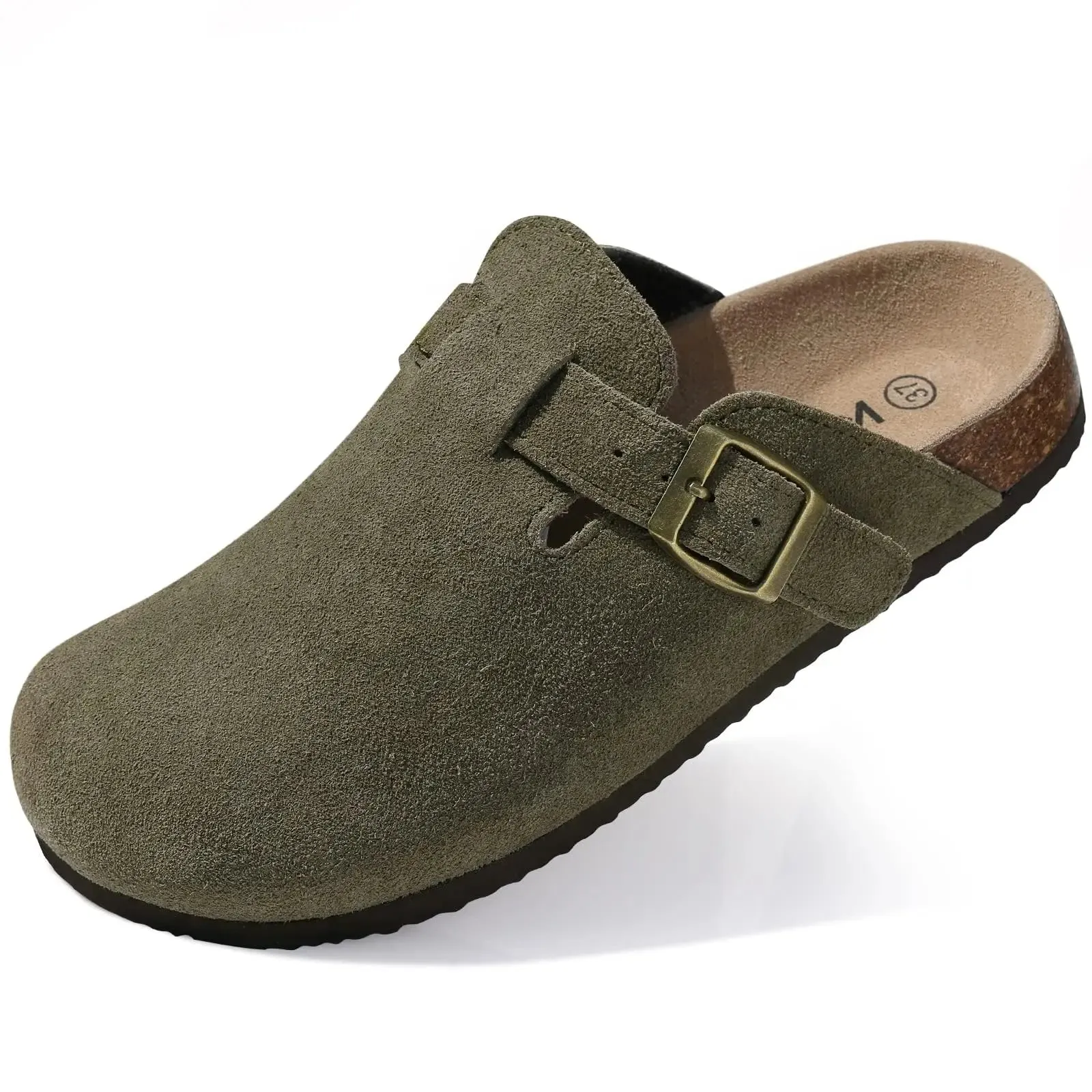 Suede Women Clogs Slippers Fashion Cork Foot bed Beach Slippers Soft Cork Nonslip Men Clogs Slippers With Arch Support