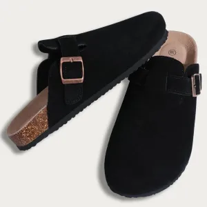 Suede Women Clogs Slippers Fashion Cork Foot bed Beach Slippers Soft Cork Nonslip Men Clogs Slippers With Arch Support