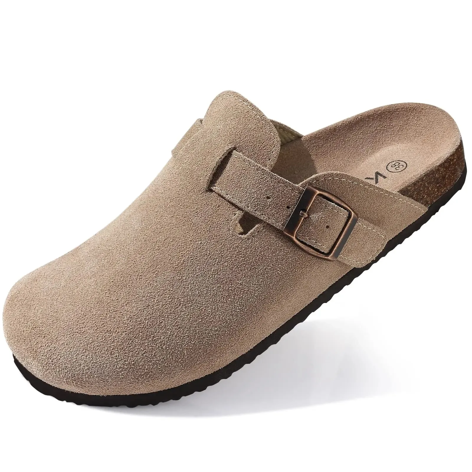 Suede Women Clogs Slippers Fashion Cork Foot bed Beach Slippers Soft Cork Nonslip Men Clogs Slippers With Arch Support