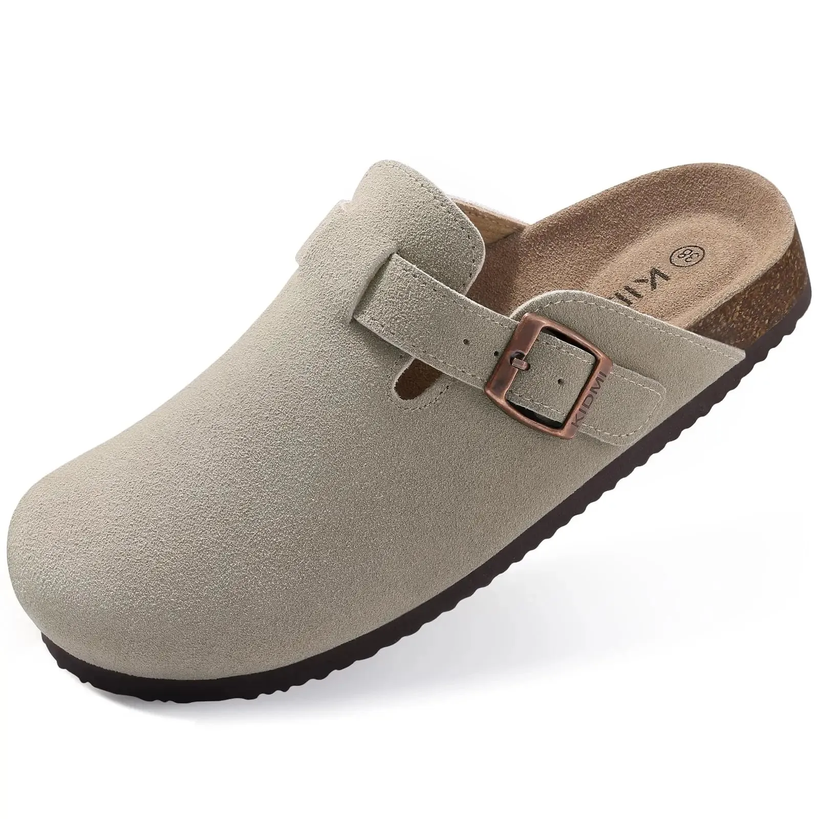 Suede Women Clogs Slippers Fashion Cork Foot bed Beach Slippers Soft Cork Nonslip Men Clogs Slippers With Arch Support