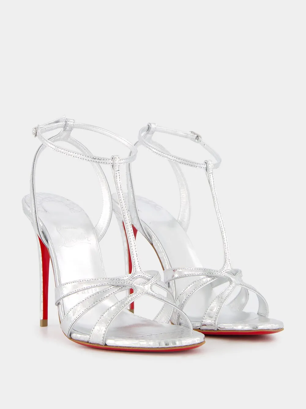 Tangueva 100 Mm Strappy Silver Sandals
